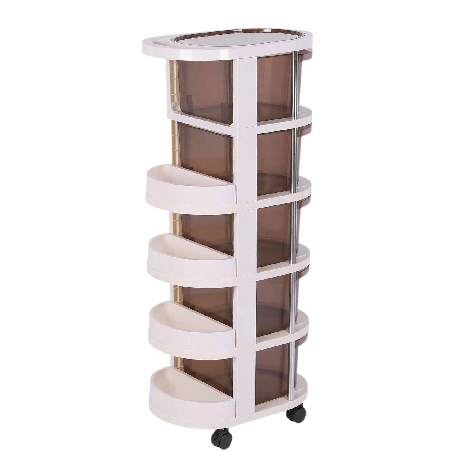 5-Layers Drawer Style Storage Rack with Wheels Bedside Table for Living Room