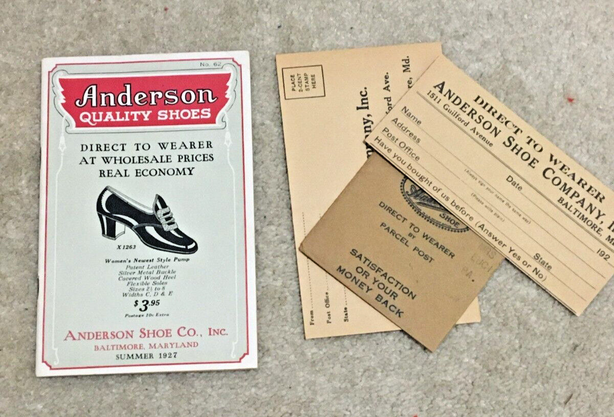 Vntg 1927 Anderson Shoe Co Men Women Shoes & Socks 52 Page Color Catalog Fashion