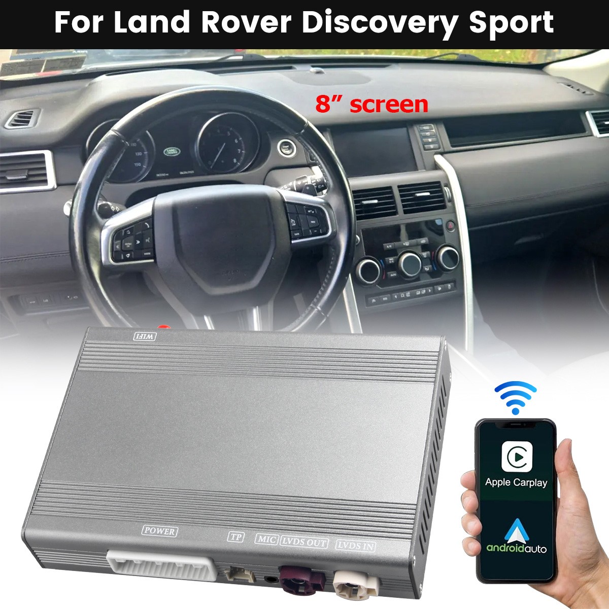 Wireless Carplay Android Auto For Land Rover Discovery Sport 2015-2019 8" Screen