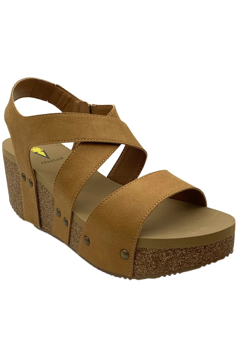 Volatile Women's Sunkissed Wedged Ankle Zip Sandals Tan