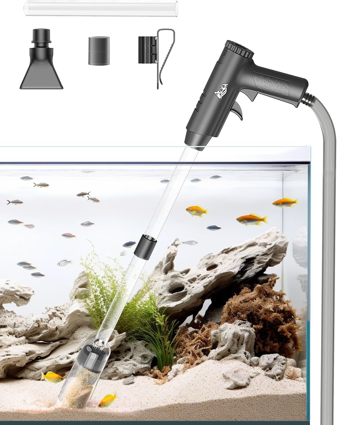 4-in-1 Aquarium Gravel Cleaner Adjustable Flow Fish Tank Vacuum | Multi-use