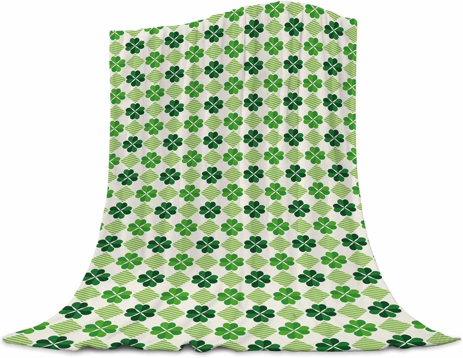 Irish Shamrock Lucky Plush Blanket US Warm Cozy Sherpa