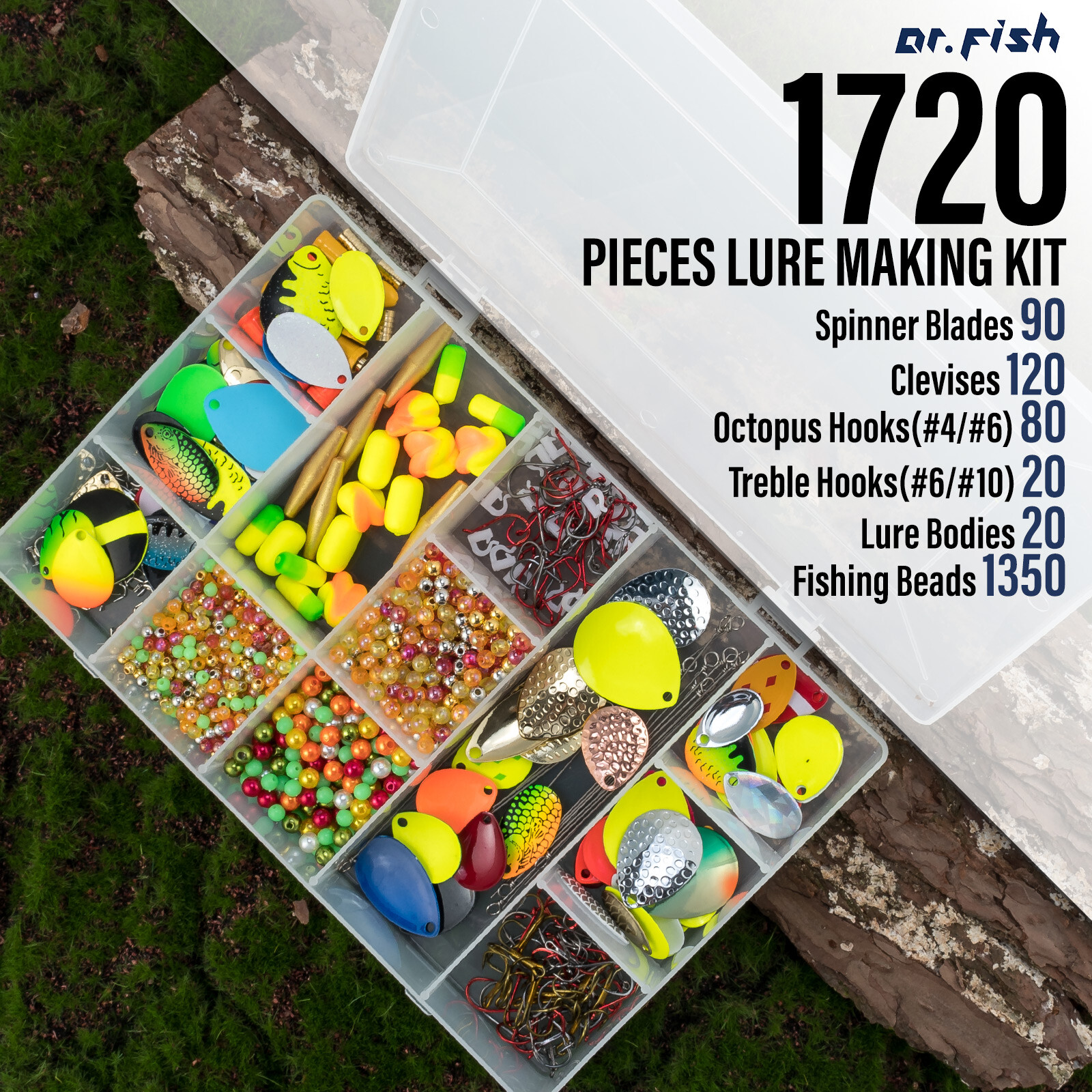 1721pcs Spinner Making Lure Blade Hooks Floats Walleye Rig Making Supplies Kit