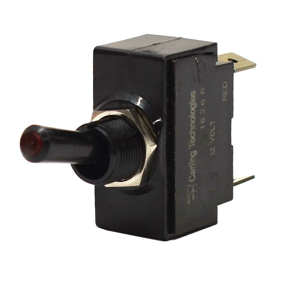 Carling Boat On/Off/On Toggle Switch 1626R | 12V Red Lit 5-Spade