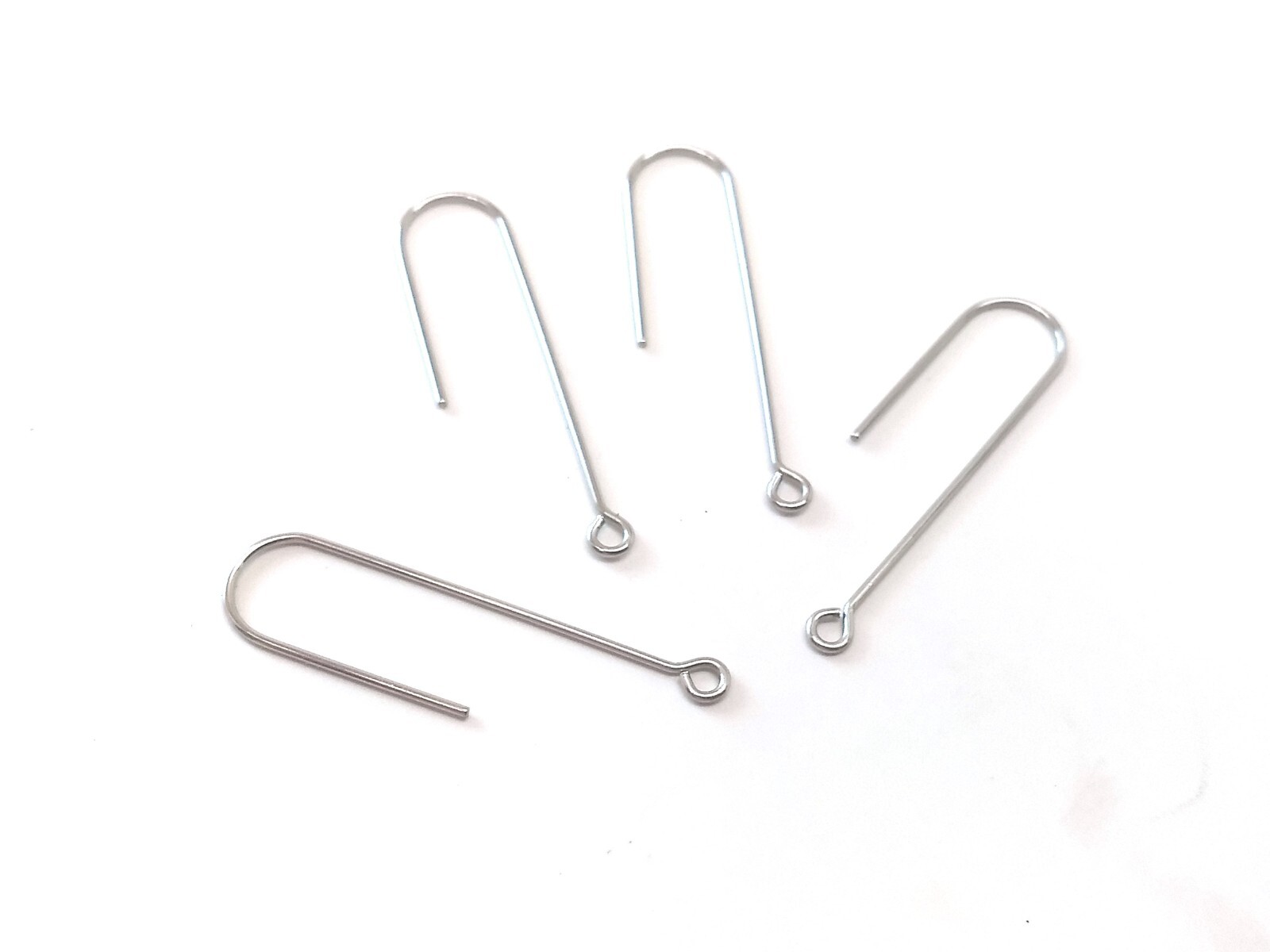 20 pcs 304 Stainless Steel Earring Hooks with Loop Hole - 37mm - Long Stick Bar