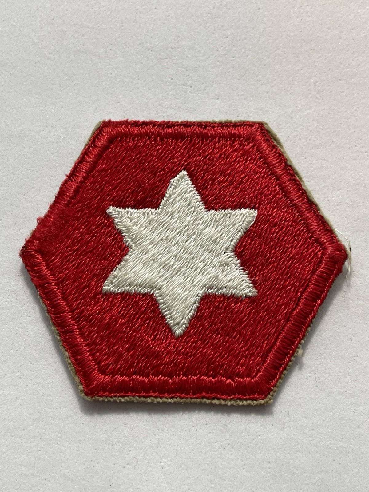 Original WW2 U.S. 6th Army Cut-Edge White Back Patch Off Uniform 1st Design