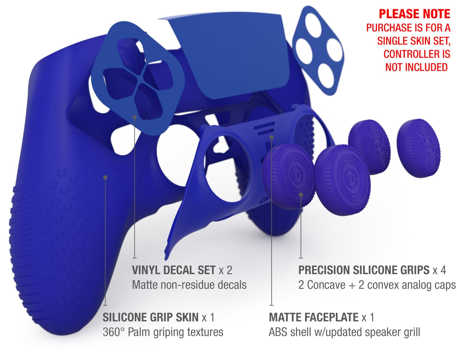 Foamy Lizard Eclipse PS5 Edge Controller Skin Combo Set | Dock Cobalt Blue