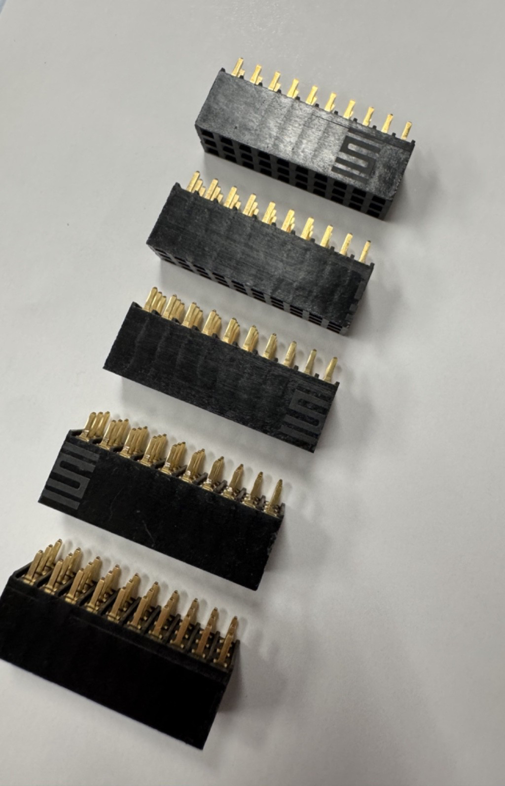 Lot of 5) Samtec SSQ-110-01-G-T Connector, 10 Pos, 2.54mm, Triple Row, Gold