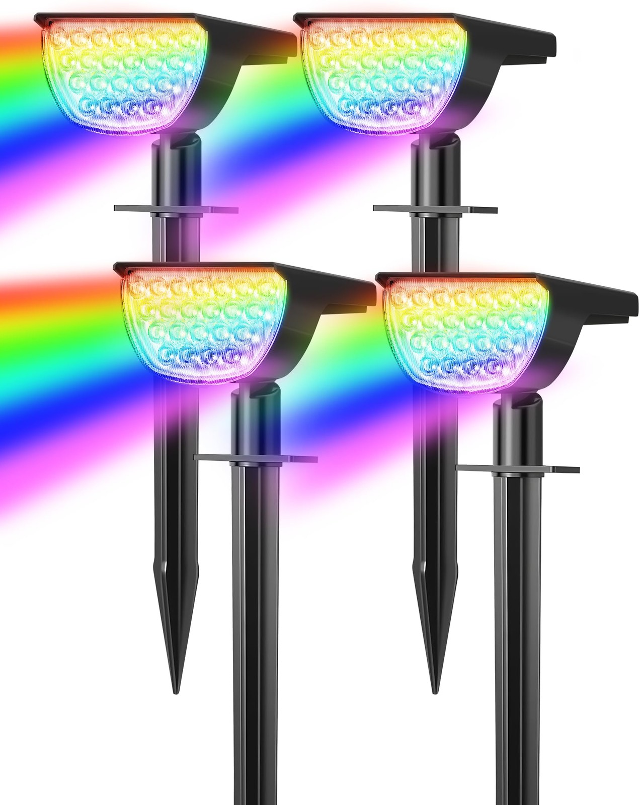 GKGG Solar Multicolor Lights Waterproof IP65, 8 Lighting Modes Solar Spot Lig...