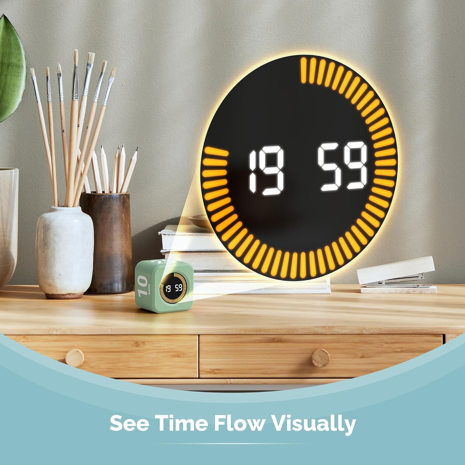 Visual Cube Timer for Productivity - Rotating Timer with 5/10/25/50 Min Settings