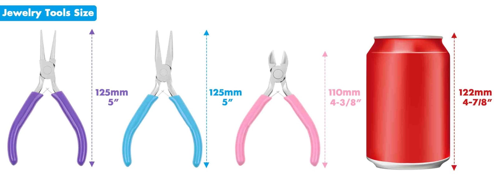Jewelry Making Pliers Set: Needle, Chain, Round Nose & Wire Cutter Tools