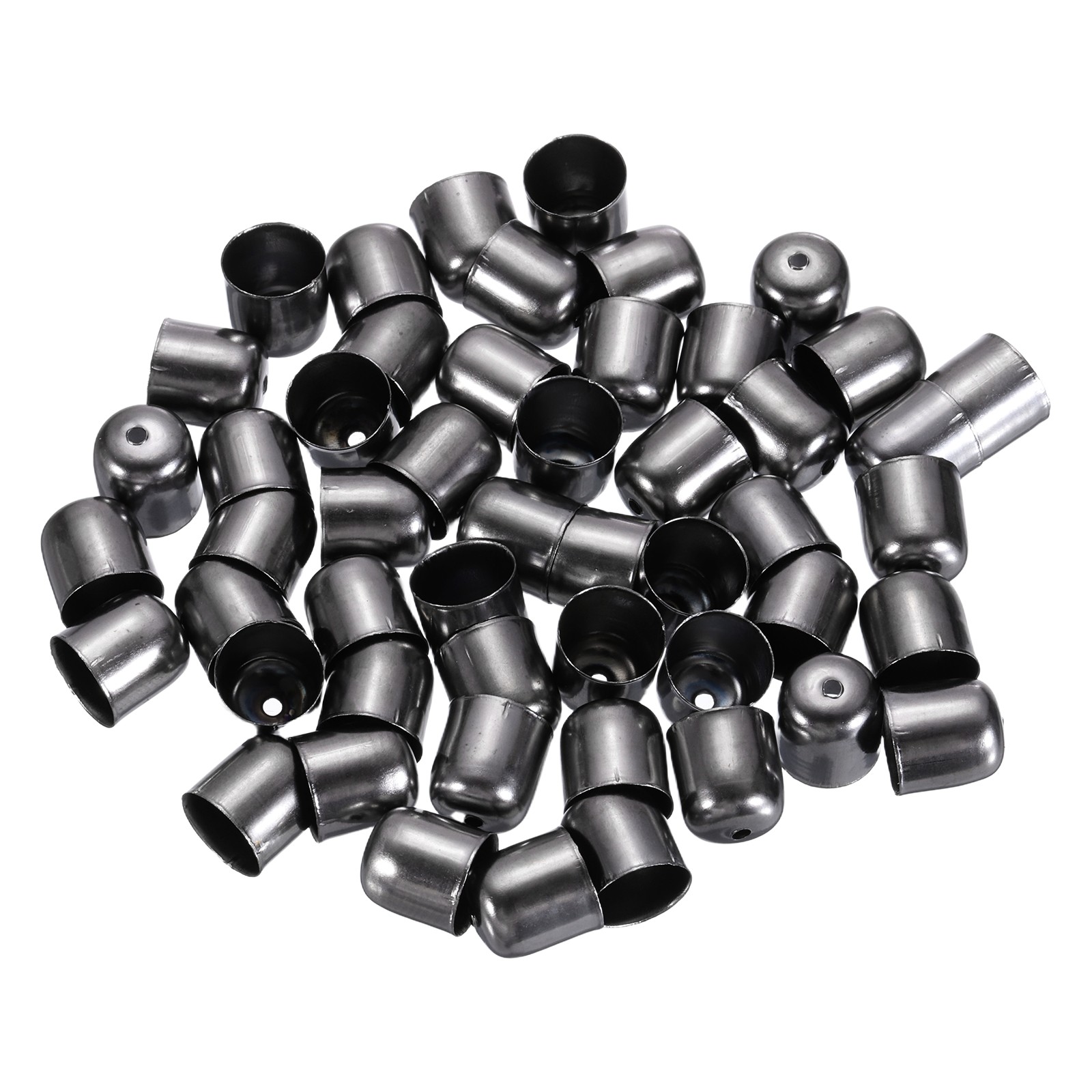 50Pcs Tassel Leather Cords Buckle End Tip Cap for Pendant, Smoke-Black (10x11mm)
