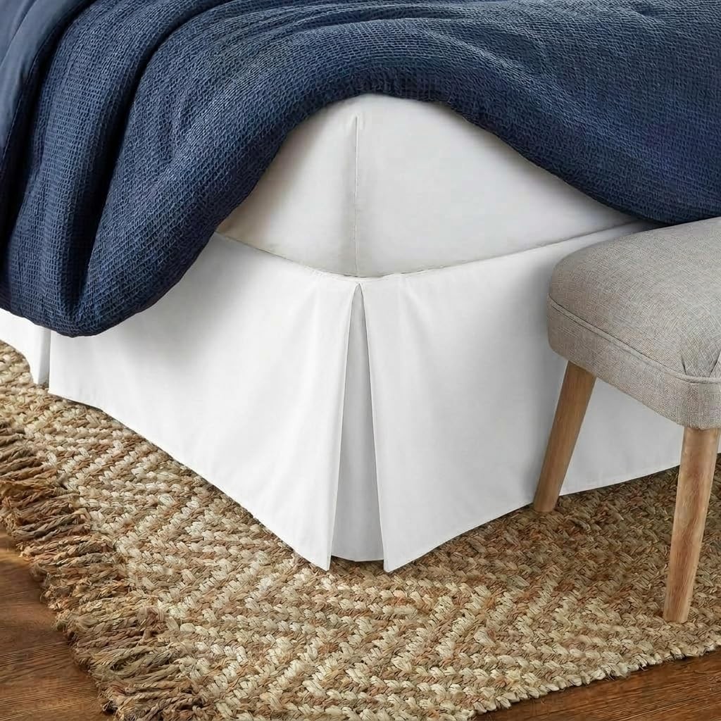 Linen Market Bed Skirt - Ultra Soft Microfiber - Easy Fit with 14 King, White