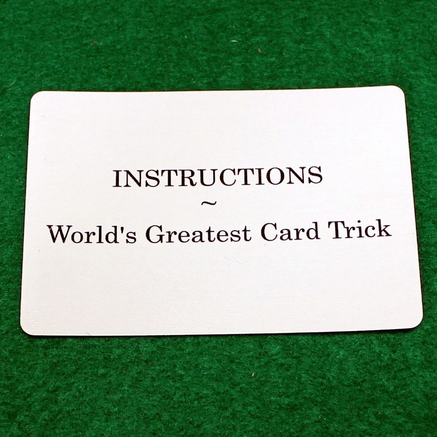 Instructions, World's Greatest Card Trick, Bicycle Printed Gaff Card, Blue