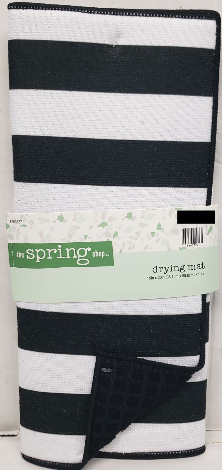 Kitchen Microfiber Drying Mat (15" x 20") BLACK & WHITE STRIPES, MI