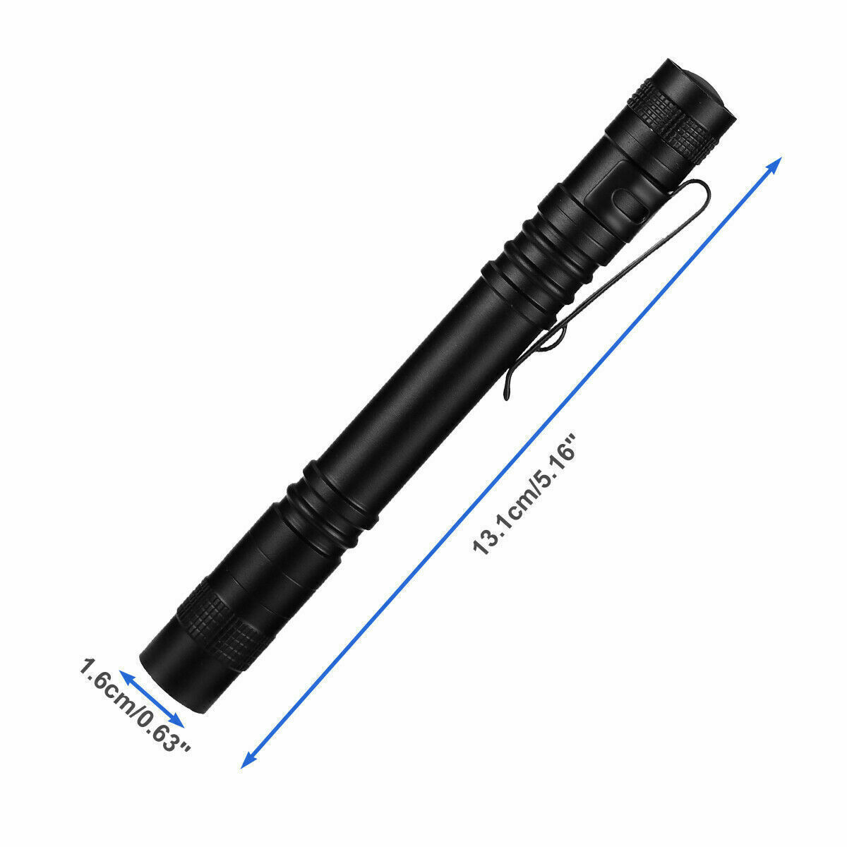 5Pcs LED Flashlight Portable Pen Torch Lamp Clip Mini Light Penlight US
