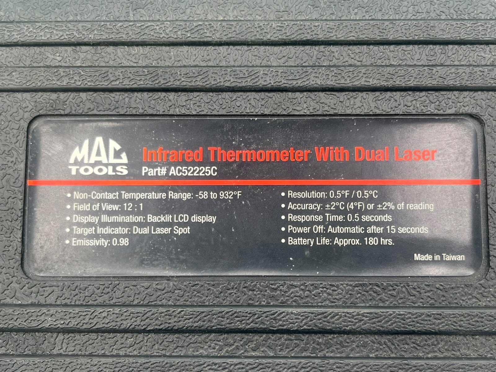 Mac Tools AC52225C Infared Thermometer w/Circular Laser