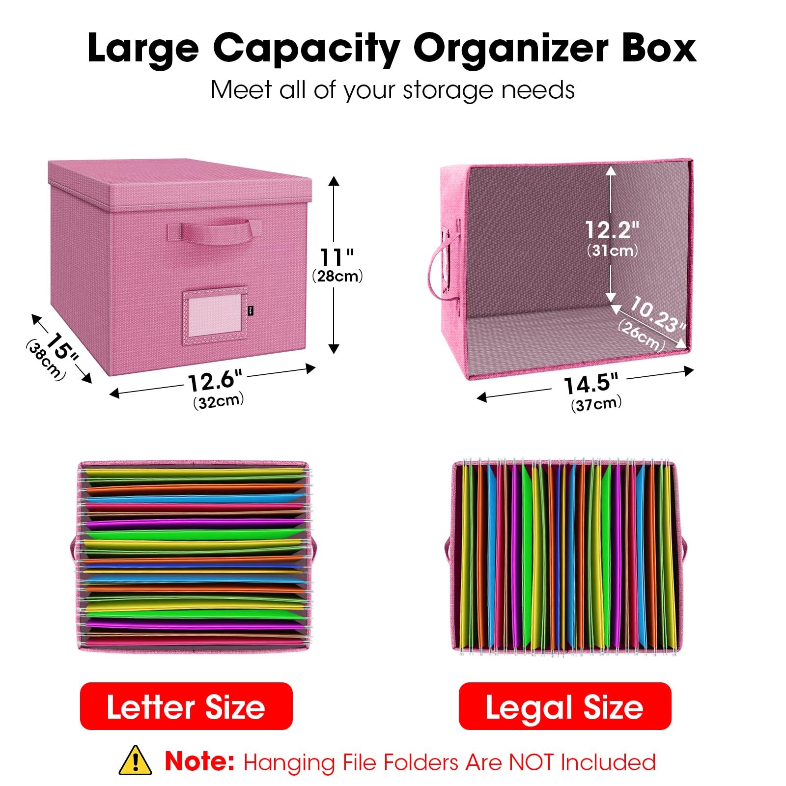File Organizer Box Lid Linen Hanging Storage Handle Collapsible Document
