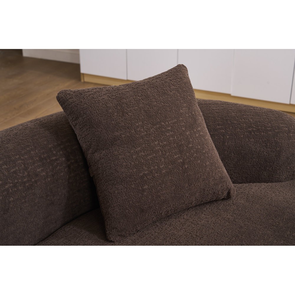 Reversible Loveseat Sofa with Dual-Depth Seat & Pillow Back, Chenille Fabric