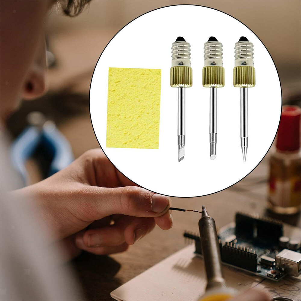 3Pcs Replacement Welding Iron Tips E10 USB Soldering Head Repair Tools + Sponge