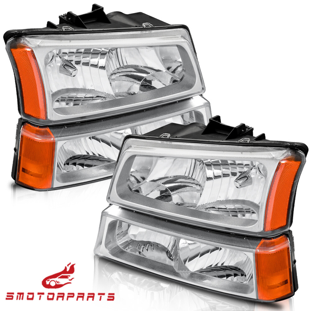 For 2003-2006 Chevy Silverado Chrome Housing Headlights & Red Tail Lights