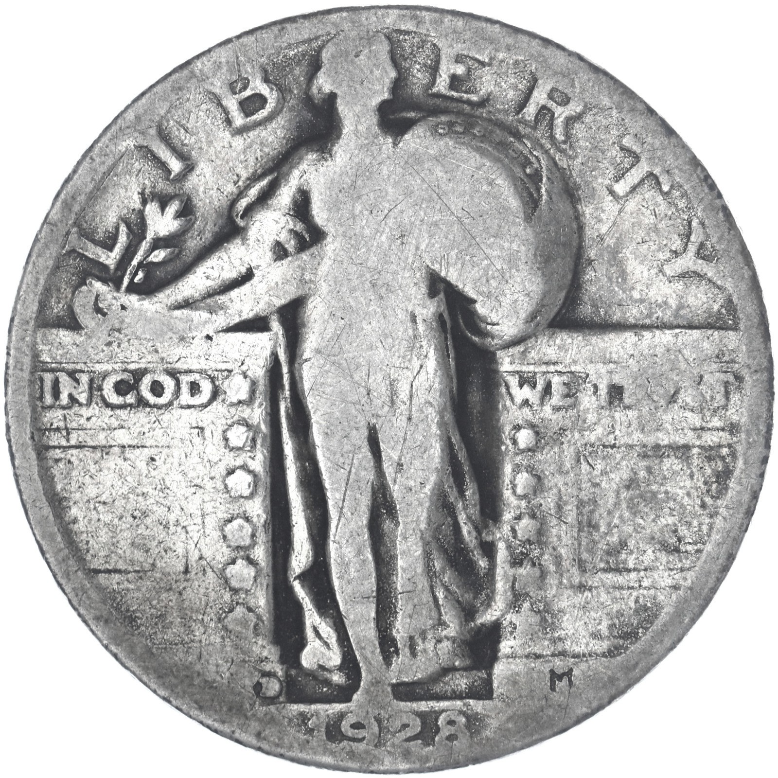 1928 D Standing Liberty Quarter 90% Silver About Good AG