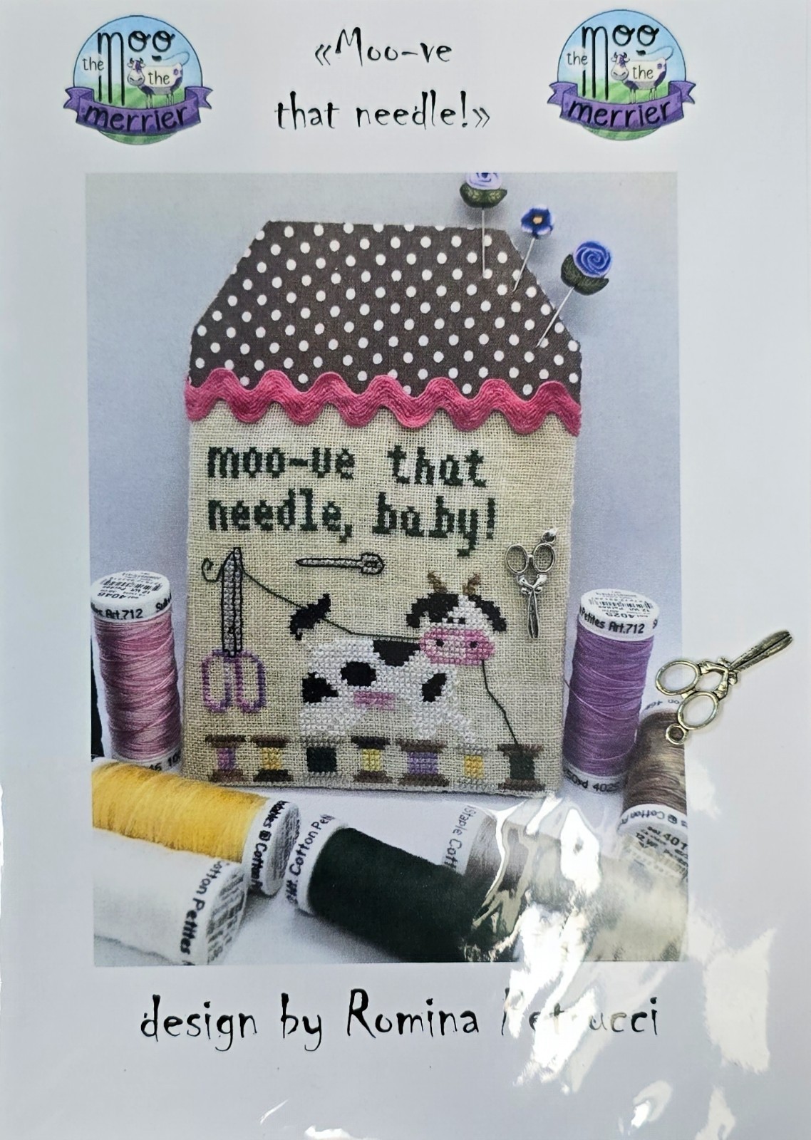 Romina Petucci Moo-ve That Needle Cross Stitch Pattern With Embellishment