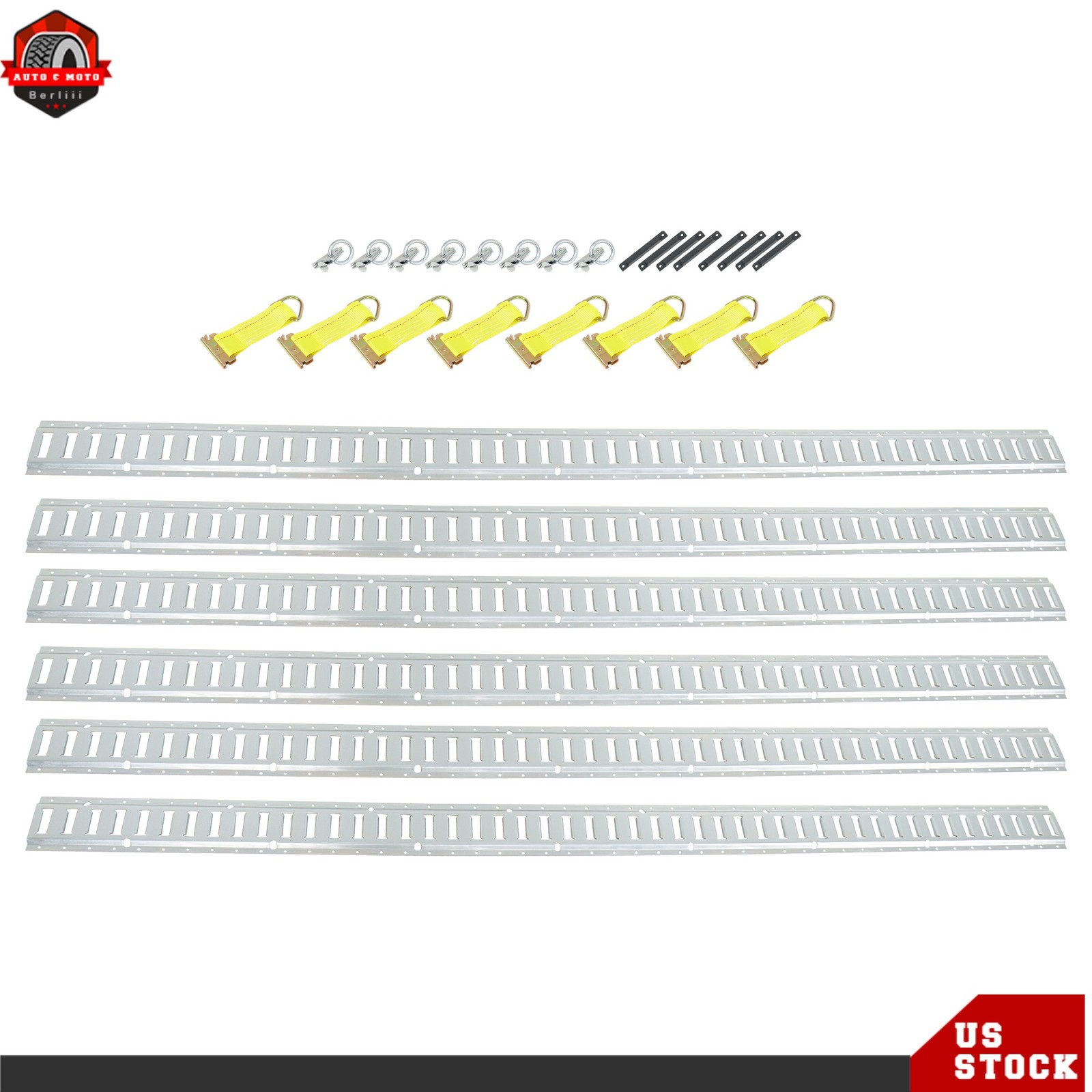 8' E Track Tie Down Enclosed Trailer 30 Pack With End Caps Straps Rings For ATV