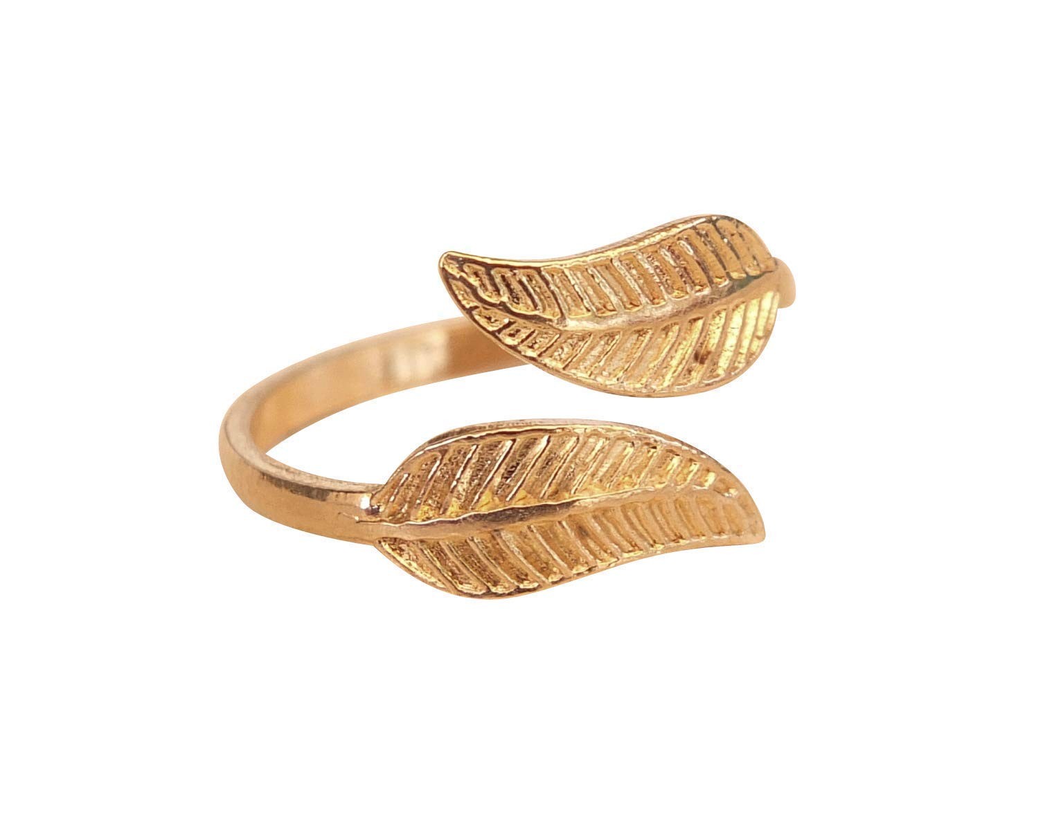 Handmade Gold Leaf Wrap Adjustable Toe Ring, Yellow Gold Plated over Sterling...