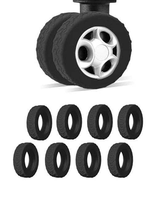 Pcs Luggage Wheel Covers, Anti-Noise, Fits 2-2.5" suitcase wheel | 8 Black