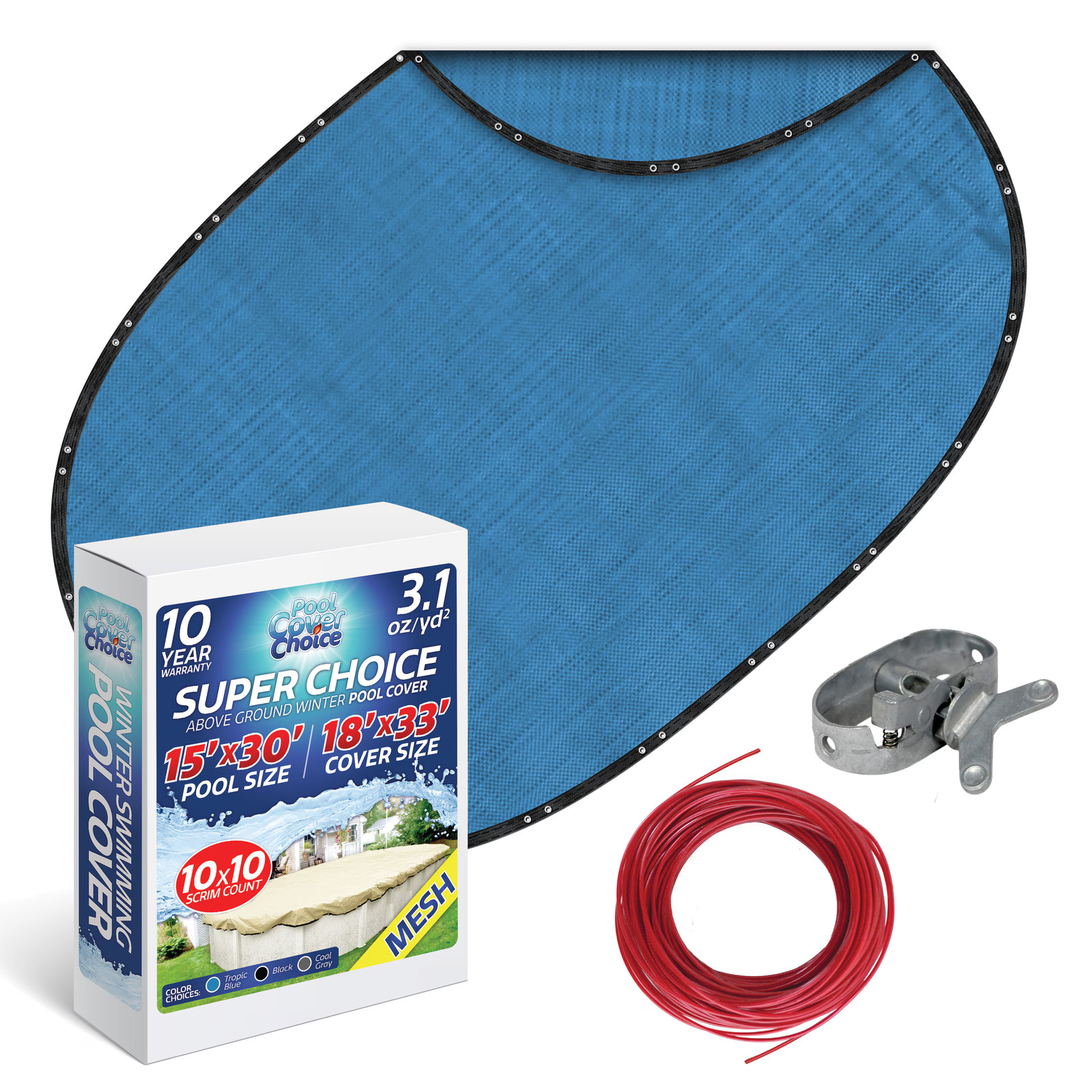 PoolCoverChoice Winter Swimming Pool Cover for 15 ft x 30 ft Oval Pool