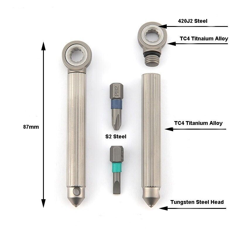 EDC Titanium Brass S2 steel Multi Tools Card Screwdriver Pocket Outdoor Keychain
