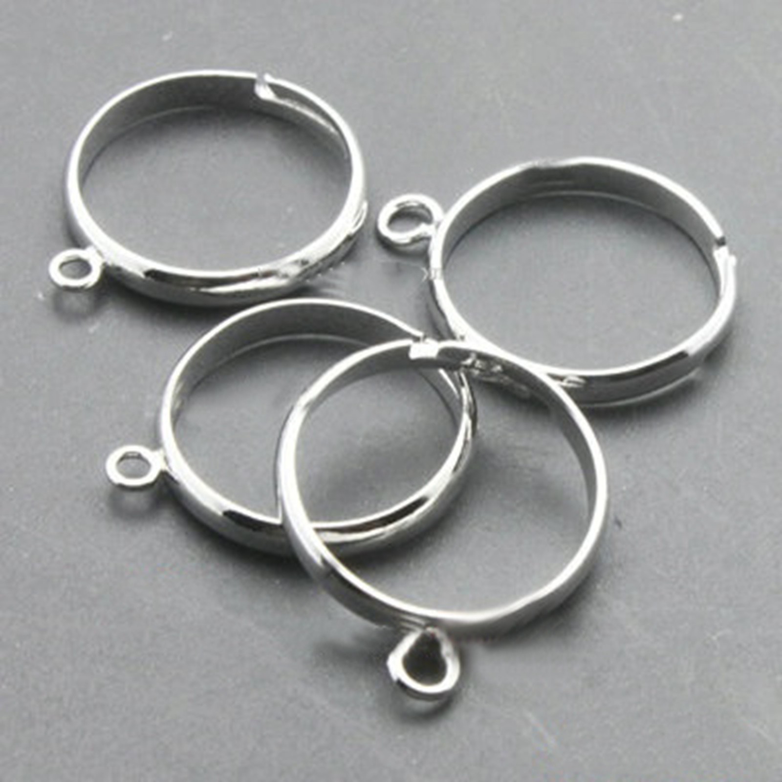 20Pcs Silver Gold Tone Brass Base Adjustable Ring Blanks With Loop Ring Making