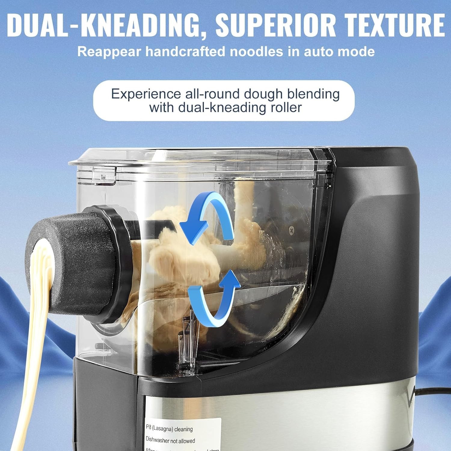 Electric Pasta Maker 150W Automatic Noodle Machine 8 Shapes 4 Modes