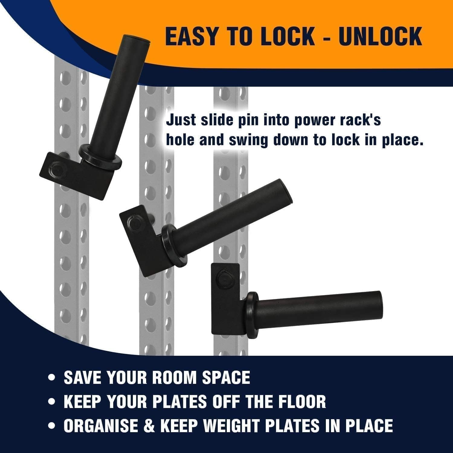 Durable Power Rack Attachments - Easy Lock J-Hooks for Effortless Weight Storage