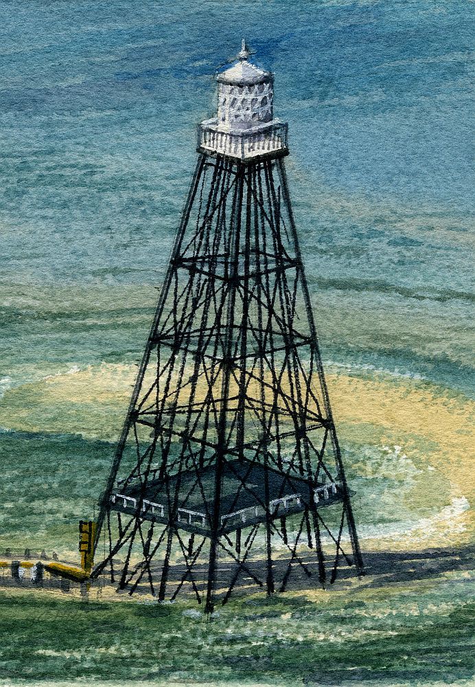 Sand Key Lighthouse, Florida. Watercolor Notecards