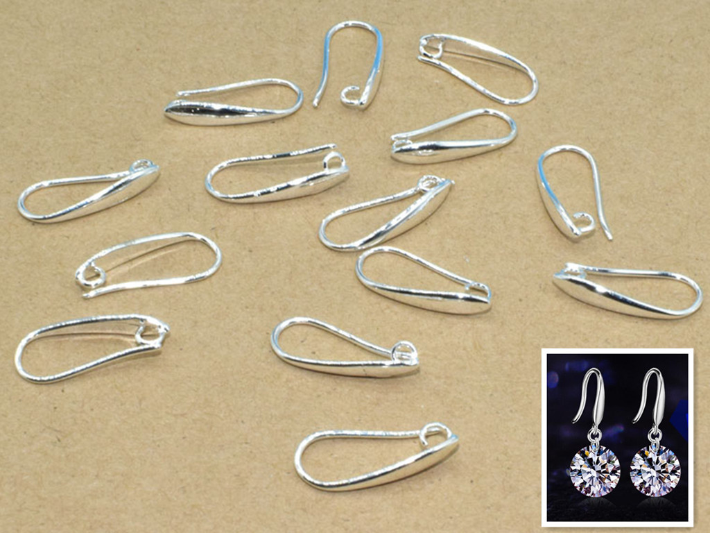 10PCS Jewelry Finding 925 silver Pinch Bail Hook Stone Earring wholesale