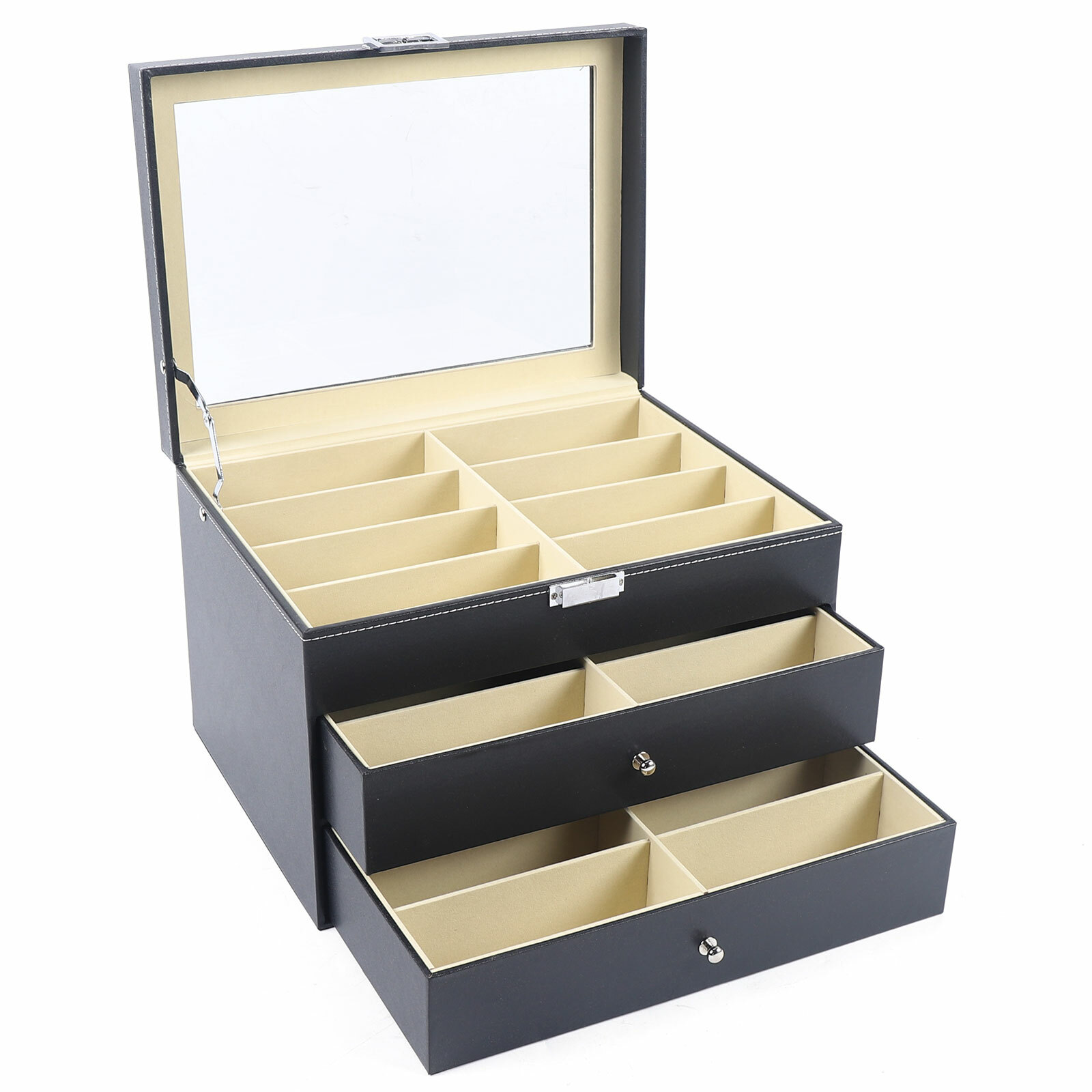 24 Slots Glasses Box Display Storage Case Organizer Leather For Sunglasses