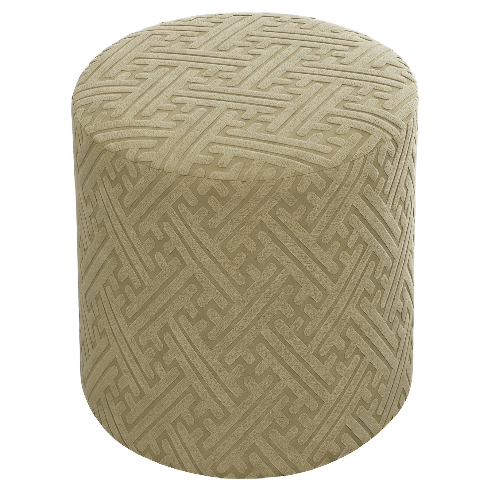Ottomen Cover Round Fit Diameter 10"-13", Khaki(Geometric)