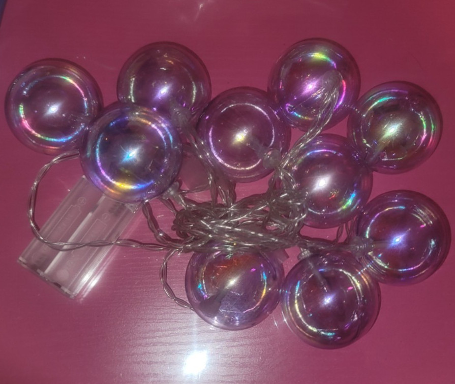 PURPLE IRIDESCENT GLOBE LIGHTS FOR OFFICE, ROOM DECOR