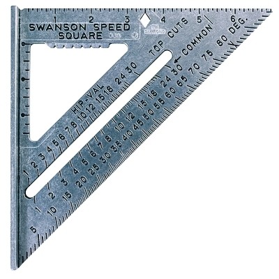 Speed Square, 7 in , Heavy-Gauge Billet Aluminum Alloy Swanson Tools S0101