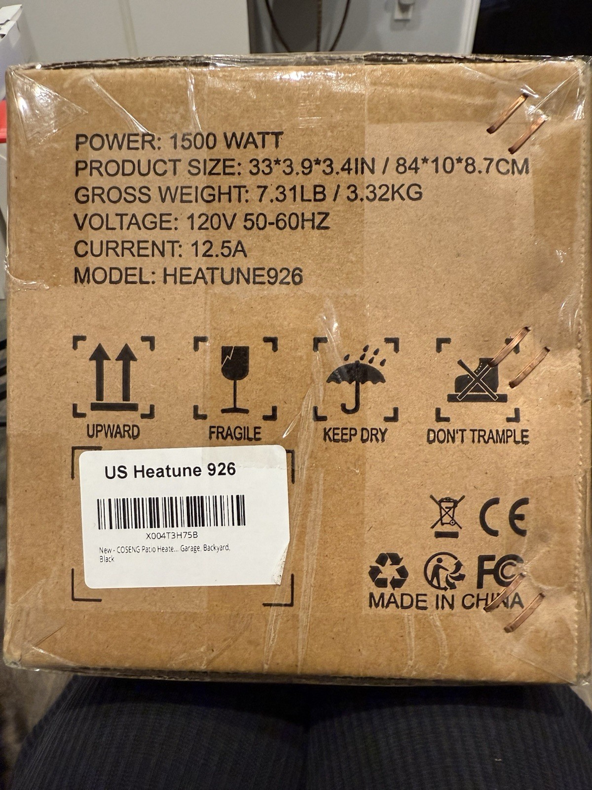 Electric Patio Heater Waterproof 1500W Infrared Outdoor Backyard Wall Mount P...