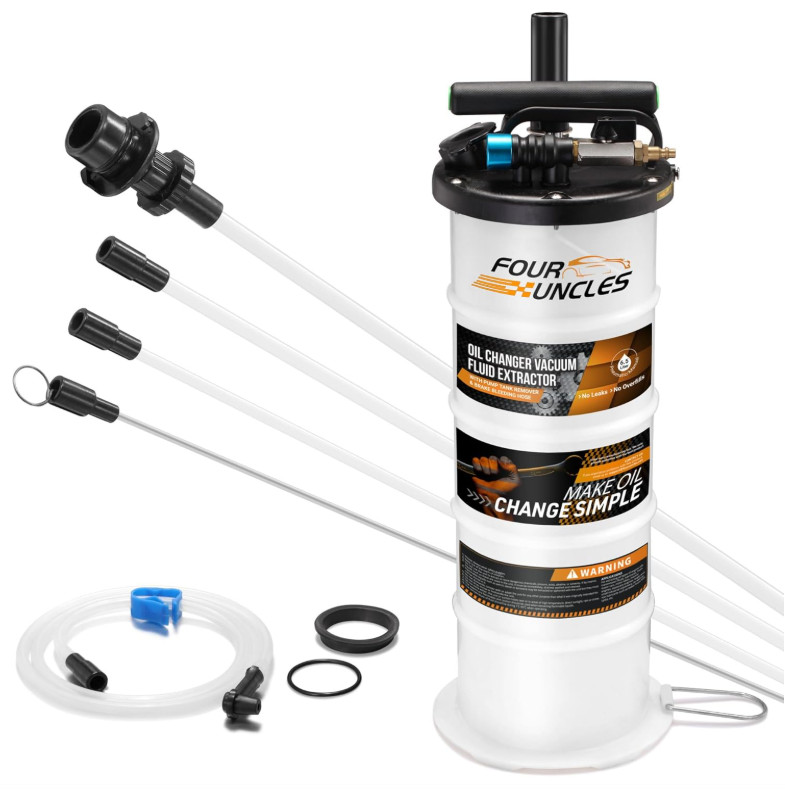 6.5L Fluid Extractor - Pneumatic/Manual Vacuum Pump with 4 Tubes & Brake Bleeder