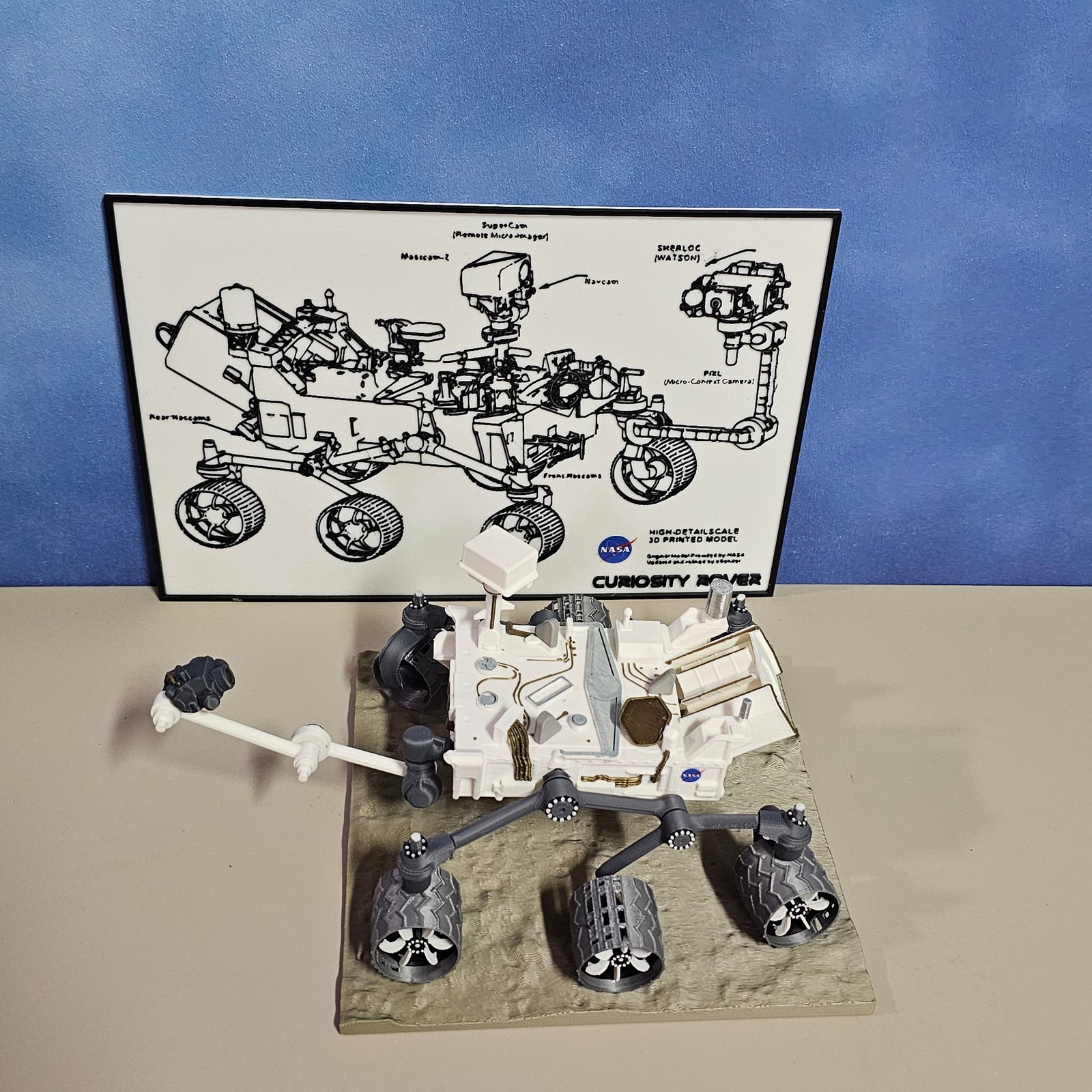1/24 US NASA Curiosity Mars Rover MSL 3D Printed Finished Model High Detail