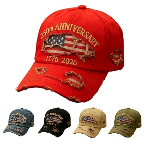 USA 250th Anniversary Distressed Casual Cap, Commemorative Adjustable Baseball