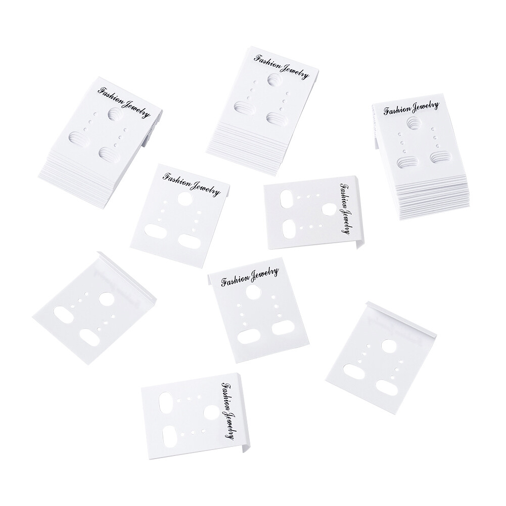100x White Plastic Display Card for Ear Stud earring and earring pendant 38x30mm