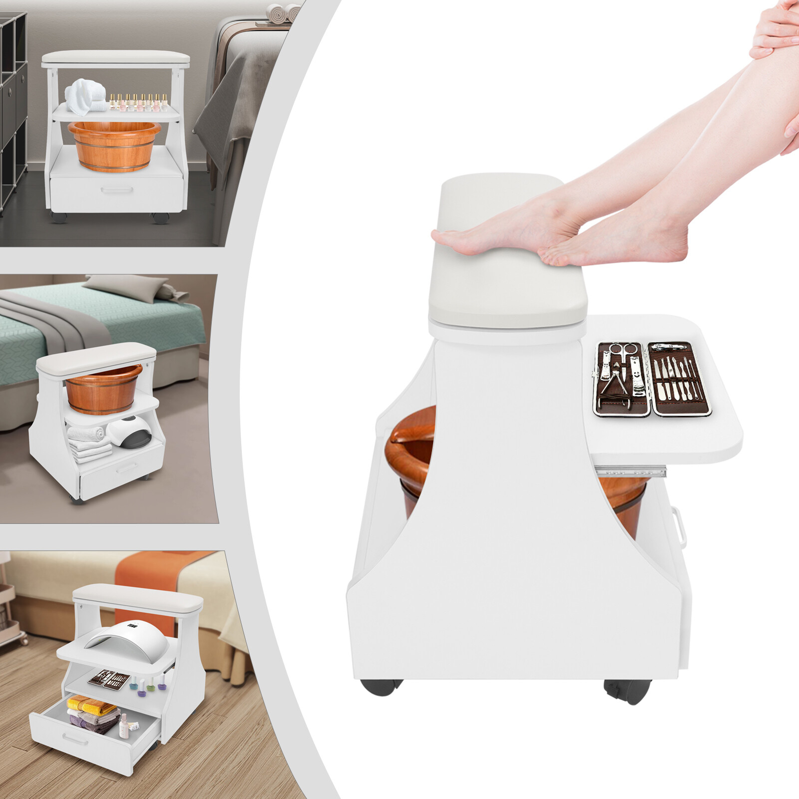 Esthetician Trolley Cart, Salon Nail Foot Trolley Cart, Manicure Pedicure Cart.