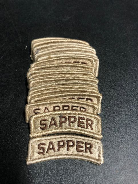 US Army SAPPER quaification Desert DCU 20 piece dealer 2.5" patch tab lot m/e