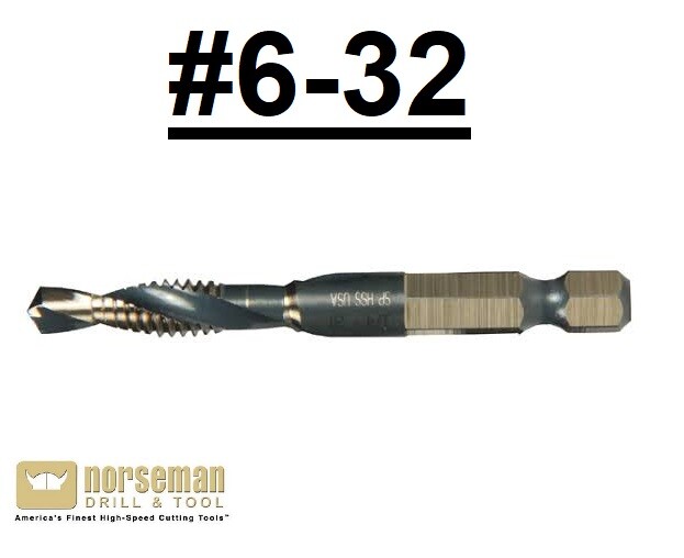 6-32 Combination Drill & Tap 1/4" Quick Release Norseman / Viking
