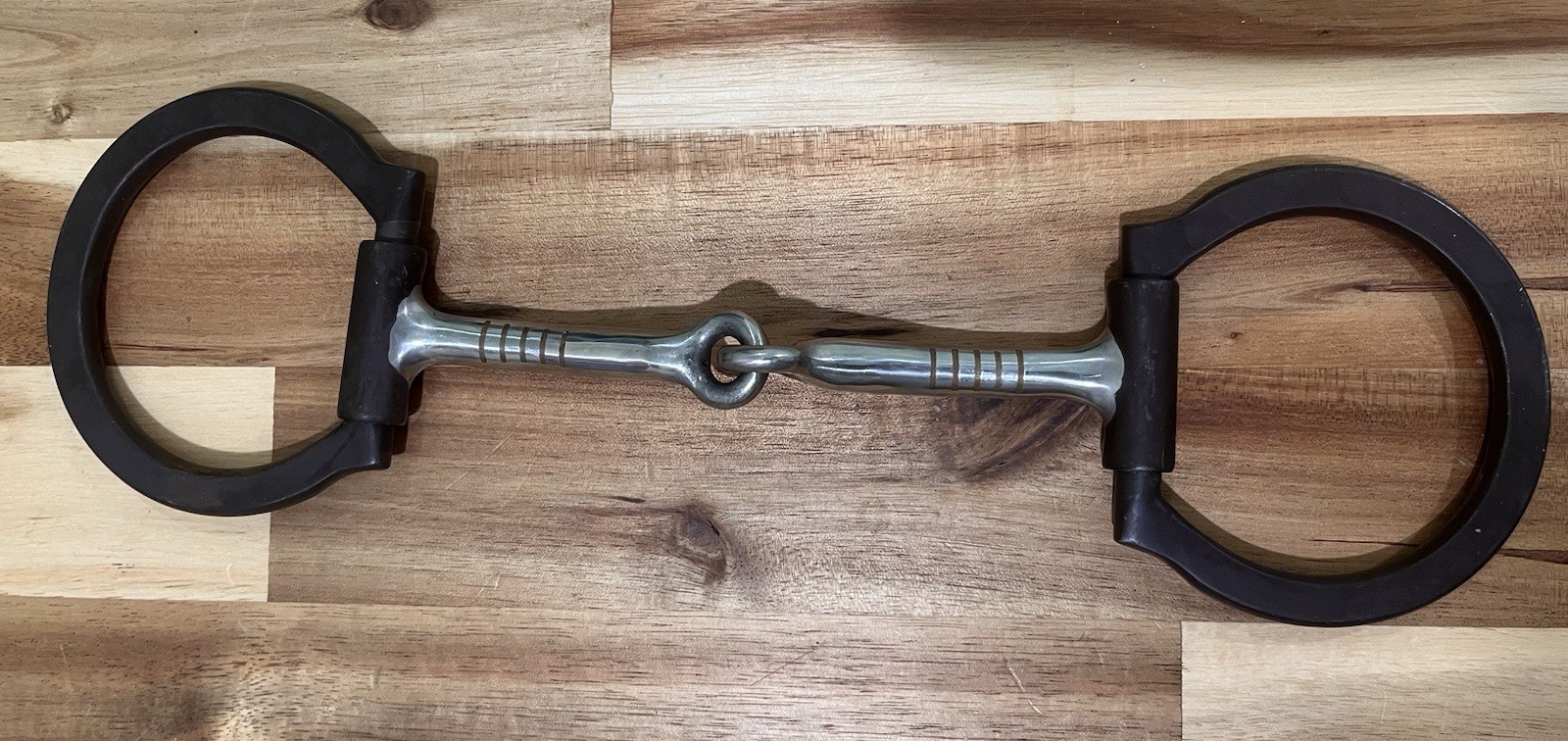 5 Inch Antiqued Brown D Ring Snaffle W/copper Inlay